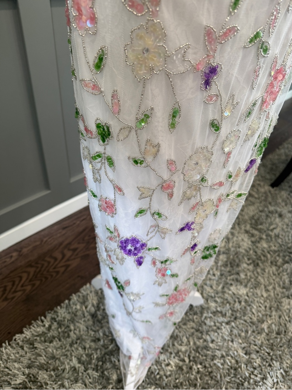 NWT Mac Duggal 10893 Floral Sequined High Slit Sleeveless Gown Size 4 - Picture 9 of 12
